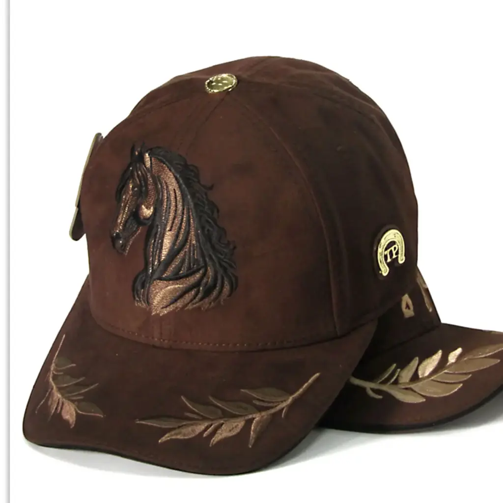 Gorra Trocha pura Gamuzada Café Logo Caballo Negro