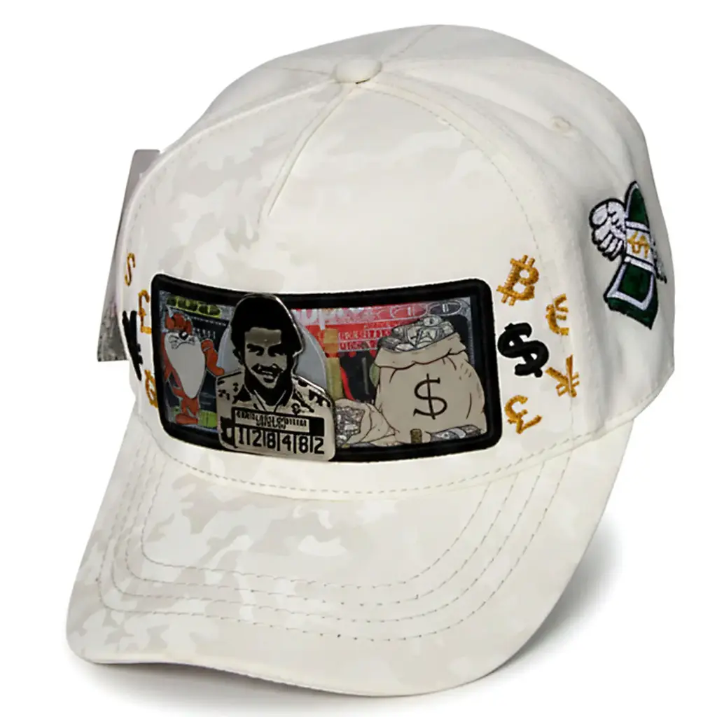 Gorra Bélica Camuflada Blanca Plaqueta Pablo Escobar