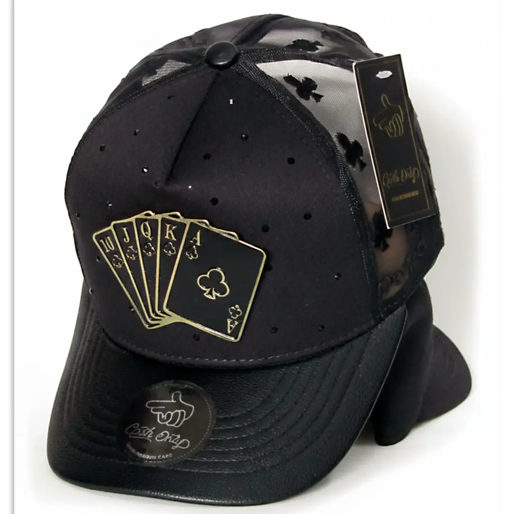 Gorra Bélica Plaqueta Cartas Póker negra 