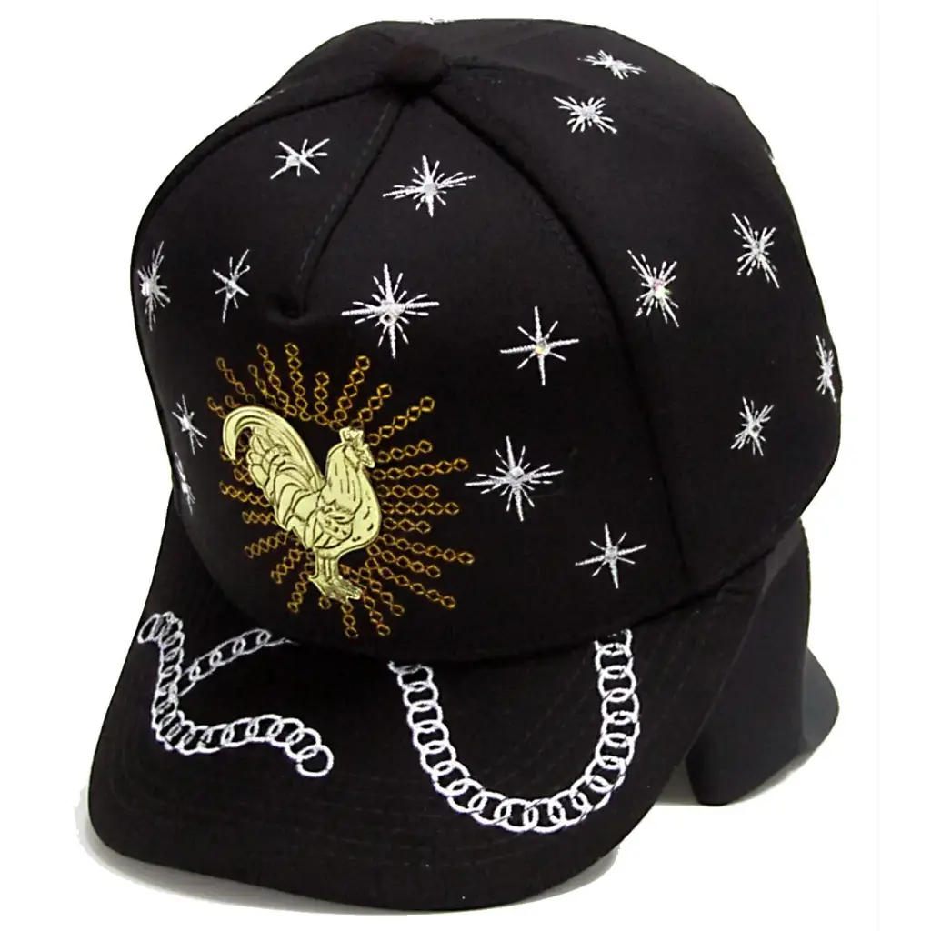 Gorra Gallo Plaqueta Dorada Antifluido negra
