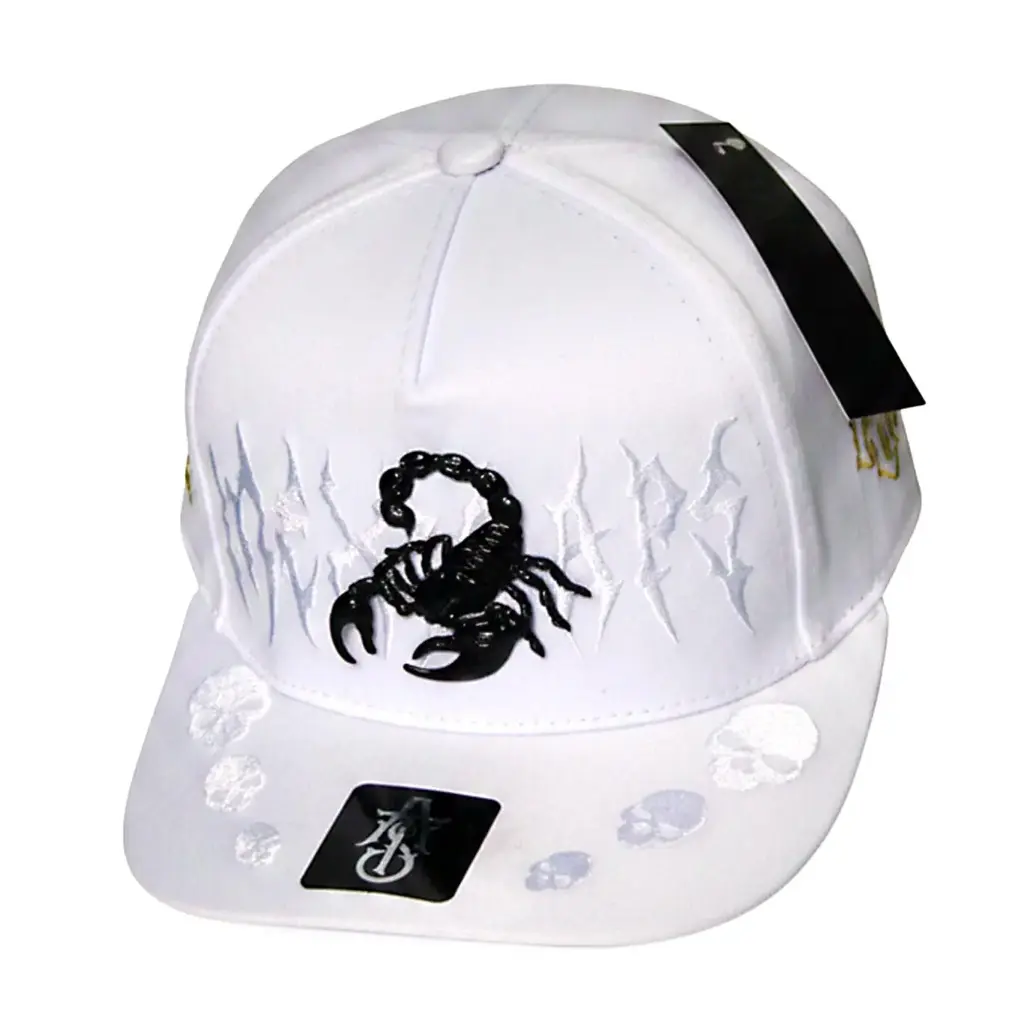 Gorra TASARA Logo Metálico Escorpión Antifluido blanca