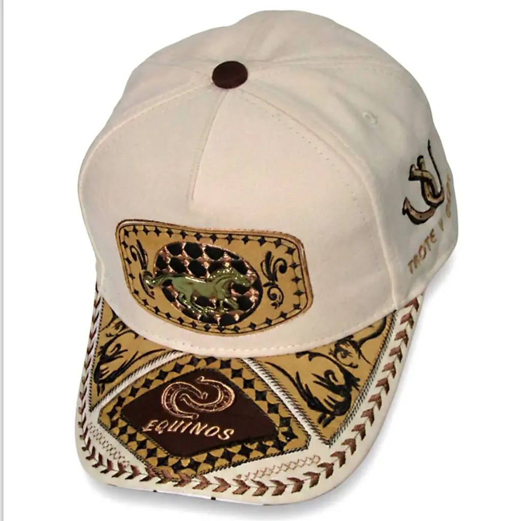 Gorra Caballo "Trote y Galope" Logo Metálico Gamuzada beige
