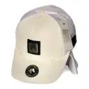Gorra Caballista Logo Metalico Enmallada blanca