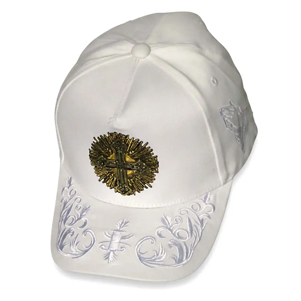 Gorra Pontesanto Logo Plaqueta Cruz Dorada Antifluido blanca