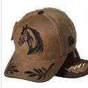 Gorra Trocha Pura Cuerina cafe Logo caballo negro