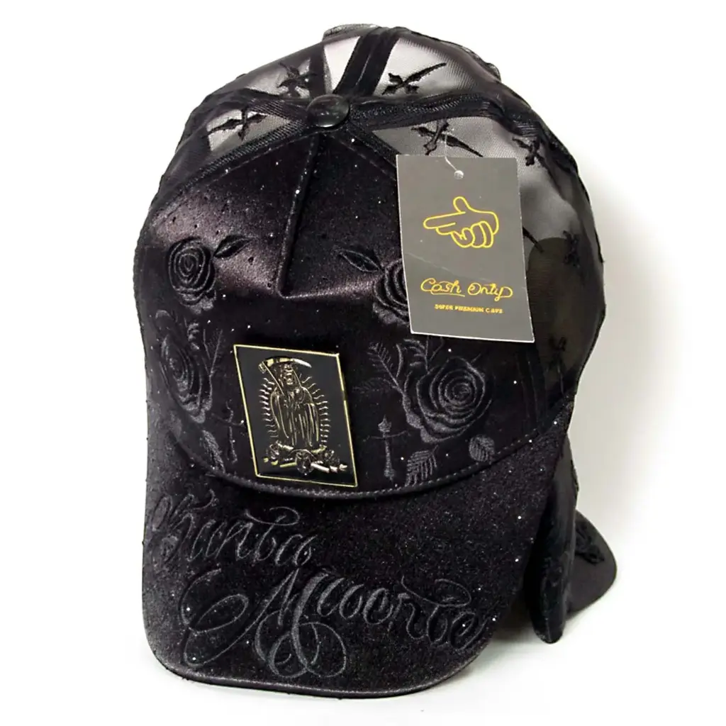 Gorra Bélica "Santa Muerte" Logo Metálico negra