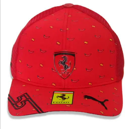 [G48] Gorra Ferrari roja enmallada