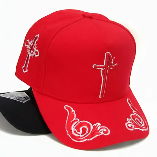 [G169] Gorra Bélica Cruz Fe Curva roja