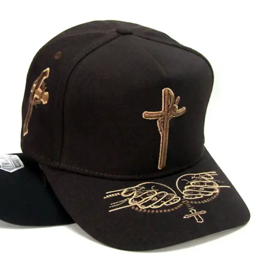[G170] Gorra Bélica Cruz Fe Curva café