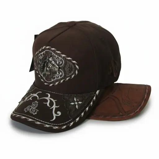 [G182] Gorra Caballo Plaqueta cafe