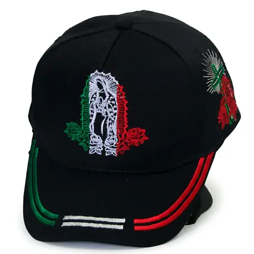 [G247] Gorra Bélica Virgen María Bordada negra