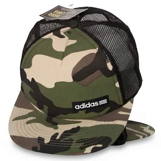 [G256] Gorra Adidas Plana Enmallada Camuflada verde