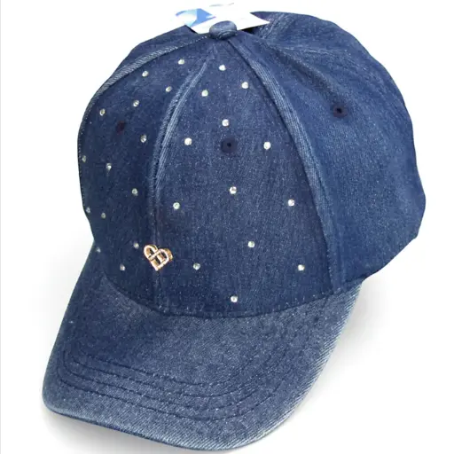 [G446] Gorra Dama Logos Corazones Jean azul