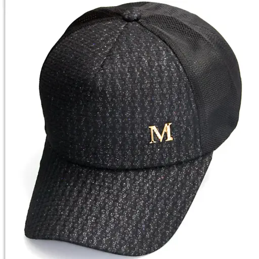 [G462] Gorra Dama Plaqueta "M" Brillantina negra