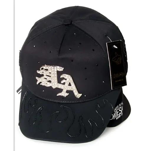 [G488] Gorra Bélica "LA" Logo Metálico negra
