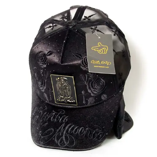 [G489] Gorra Bélica "Santa Muerte" Logo Metálico negra