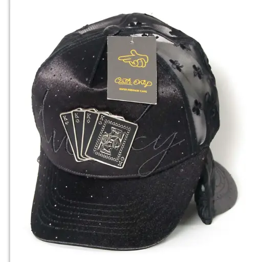 [G490] Gorra Bélica Plaqueta Cartas Póker negra / G490