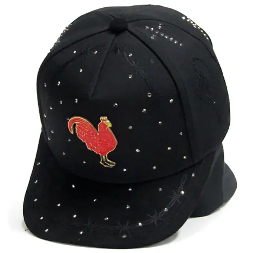 [G529] Gorra Gallo Plaqueta Roja Antifluido negra 