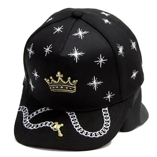 [G530] Gorra Corona Plaqueta Dorada Antifluido negra