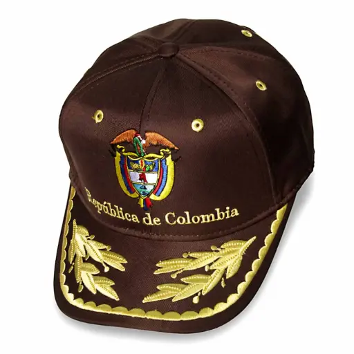 [G617] Gorra Republica de Colombia Bordada cafe
